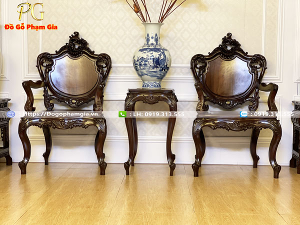 Kích thước mẫu bàn trà louis gỗ gụ