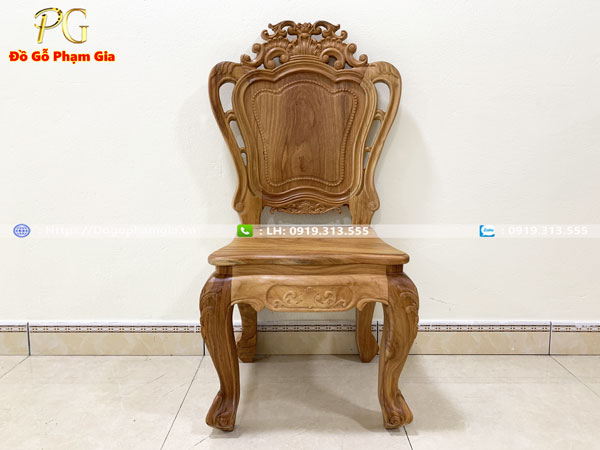 Hình ảnh chi tiết bộ bàn ghế ăn chạm hoa lá tây