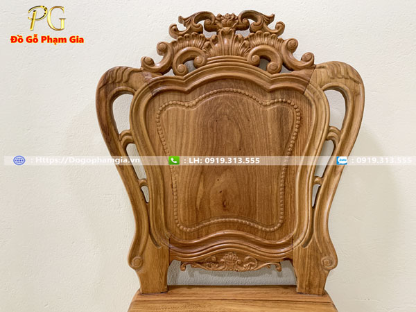 Hình ảnh chi tiết bộ bàn ghế ăn chạm hoa lá tây