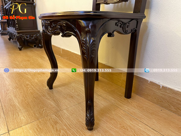 Mua bàn ghế ăn louis hoa lá tây gỗ gụ tại Đồ Gỗ Phạm Gia