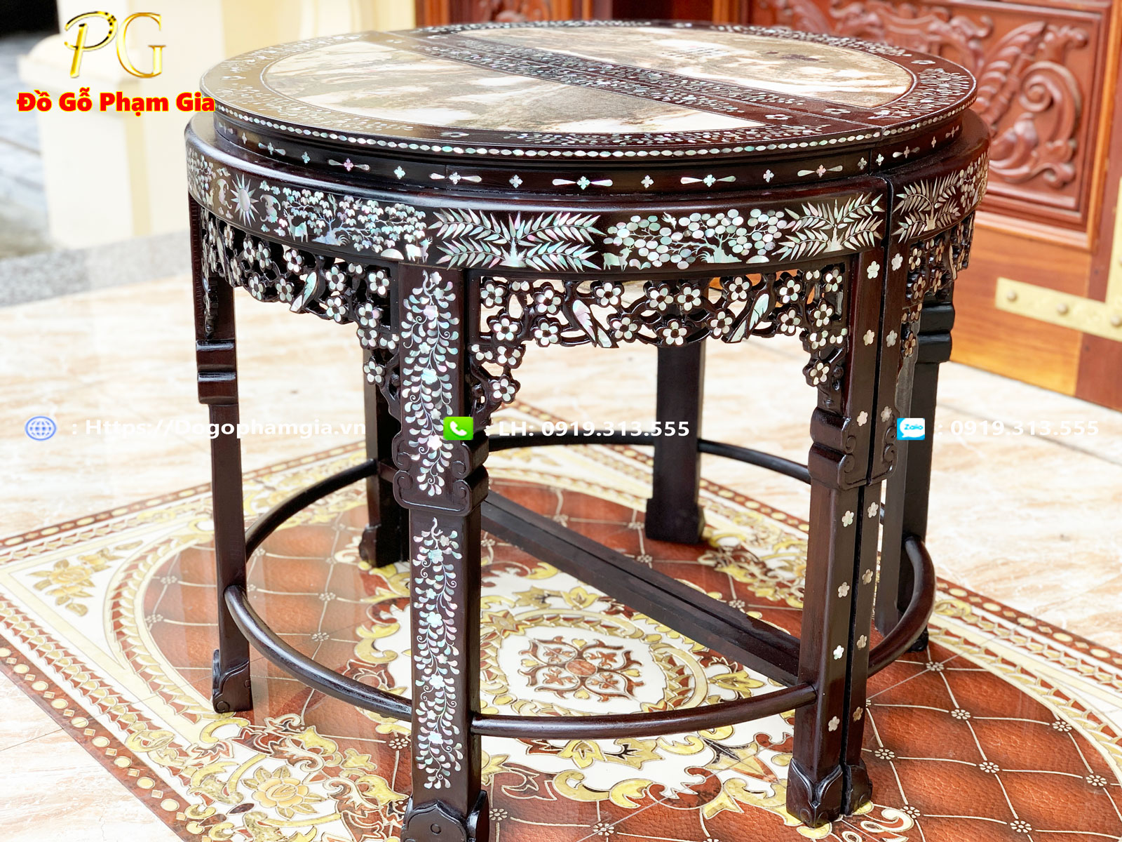 Đồ Gỗ Phạm Gia cơ sở sản xuất bàn bán nguyệt gỗ gụ