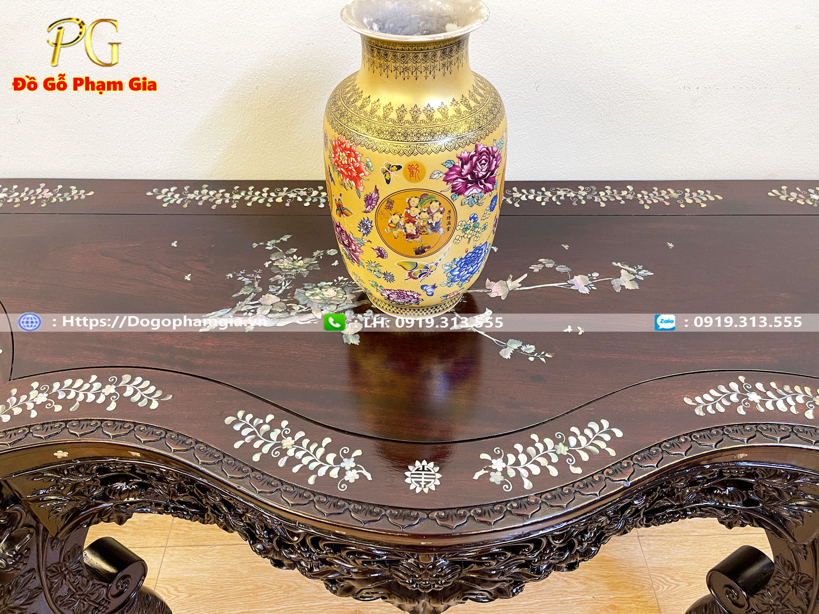 Bàn bán nguyệt louis gỗ gụ cẩn ốc Bàn bán nguyệt louis gỗ gụ cẩn ốc