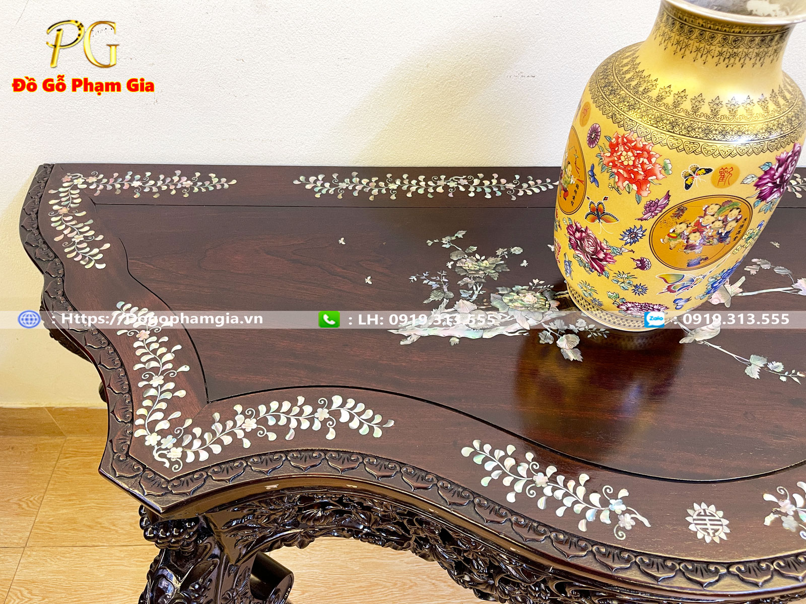 Bàn bán nguyệt louis gỗ gụ cẩn ốc Bàn bán nguyệt louis gỗ gụ cẩn ốc