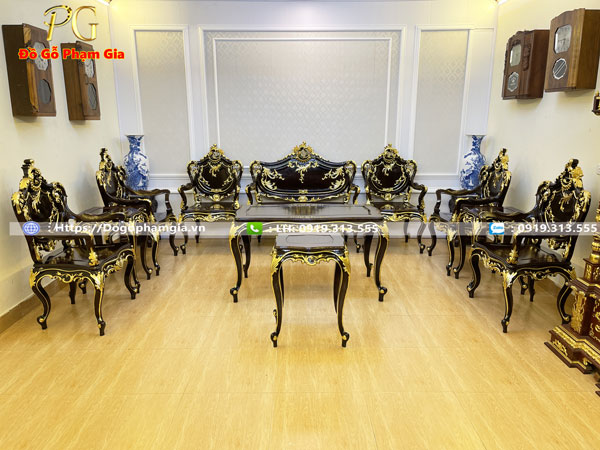 Thông tin mẫu bàn ghế louis gỗ gụ sơn thiếp