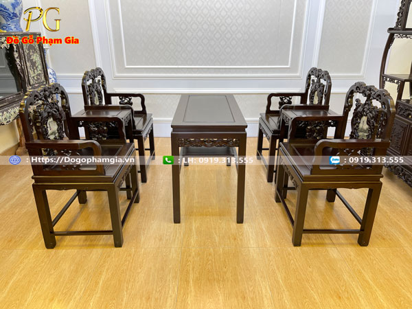 Thông tin kích thước bộ bàn ghế vách tàu gỗ gụ