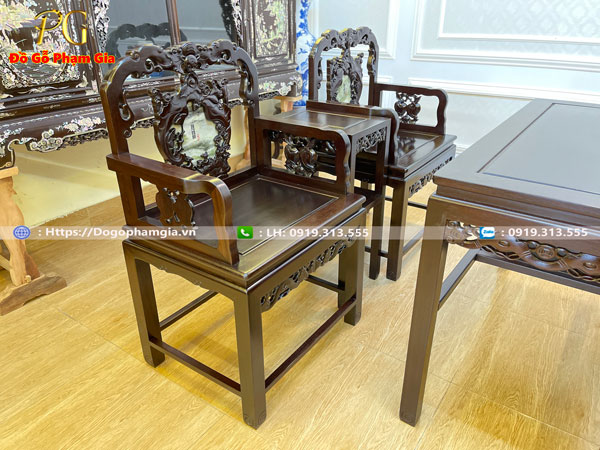 Thông tin kích thước bộ bàn ghế vách tàu gỗ gụ