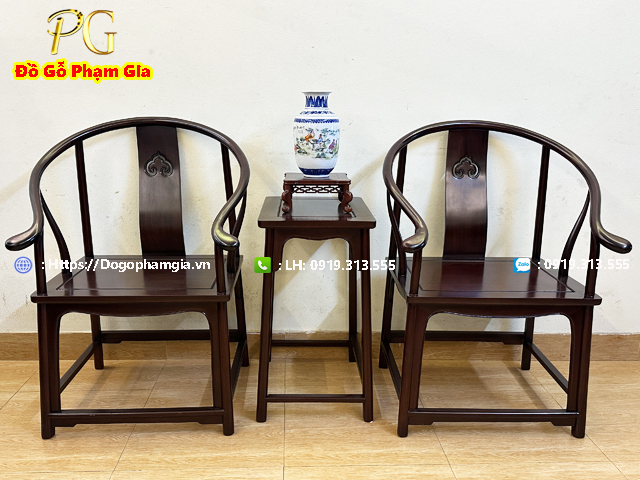 Bộ 3 Món Ghế Minh Trọc Gỗ Gụ
