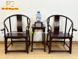 Bộ 3 Món Ghế Minh Trọc Gỗ Gụ