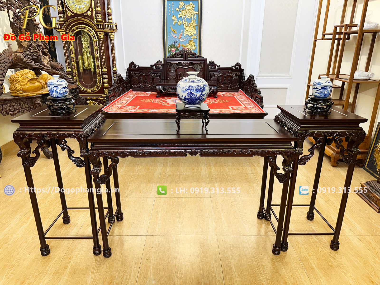 Thông tin kích thước bộ đôn bàn bày đồ gỗ gụ