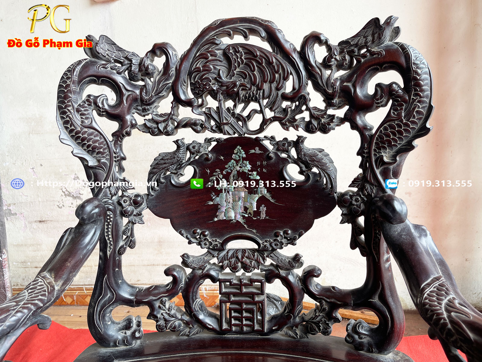 Đồ Gỗ Phạm Gia cơ sở sản xuất bàn ghế khánh rồng louis gỗ gụ