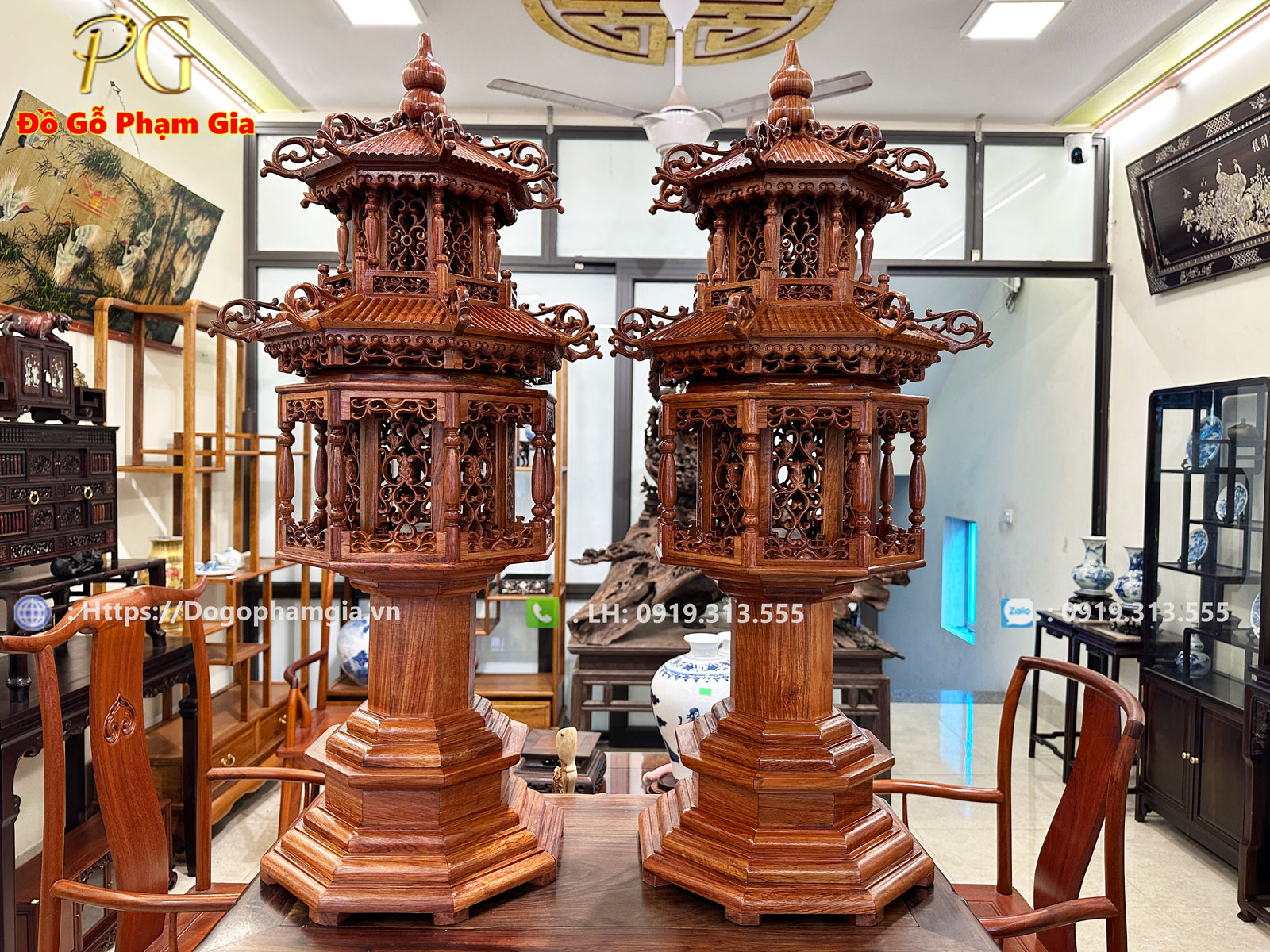 Thông tin chi tiết đôi lồng đèn gỗ hương