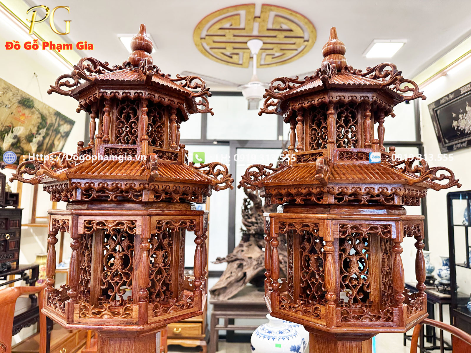 Thông tin chi tiết đôi lồng đèn gỗ hương