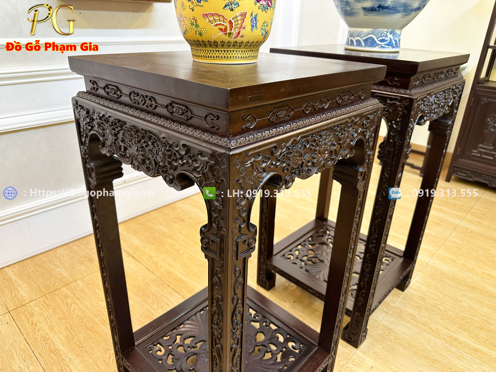 Hình ảnh chi tiết đôn bày đồ chạm triện Hình ảnh chi tiết đôn bày đồ chạm triện