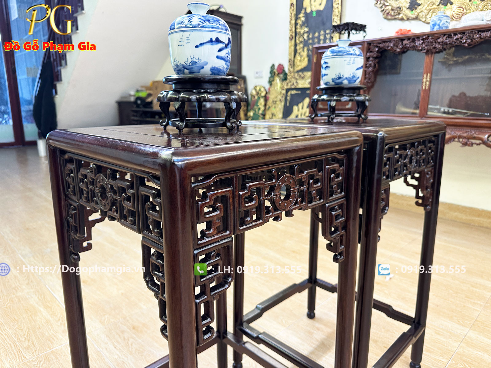 Thông tin đôn bày đồ gỗ gụ chạm đồng tiền