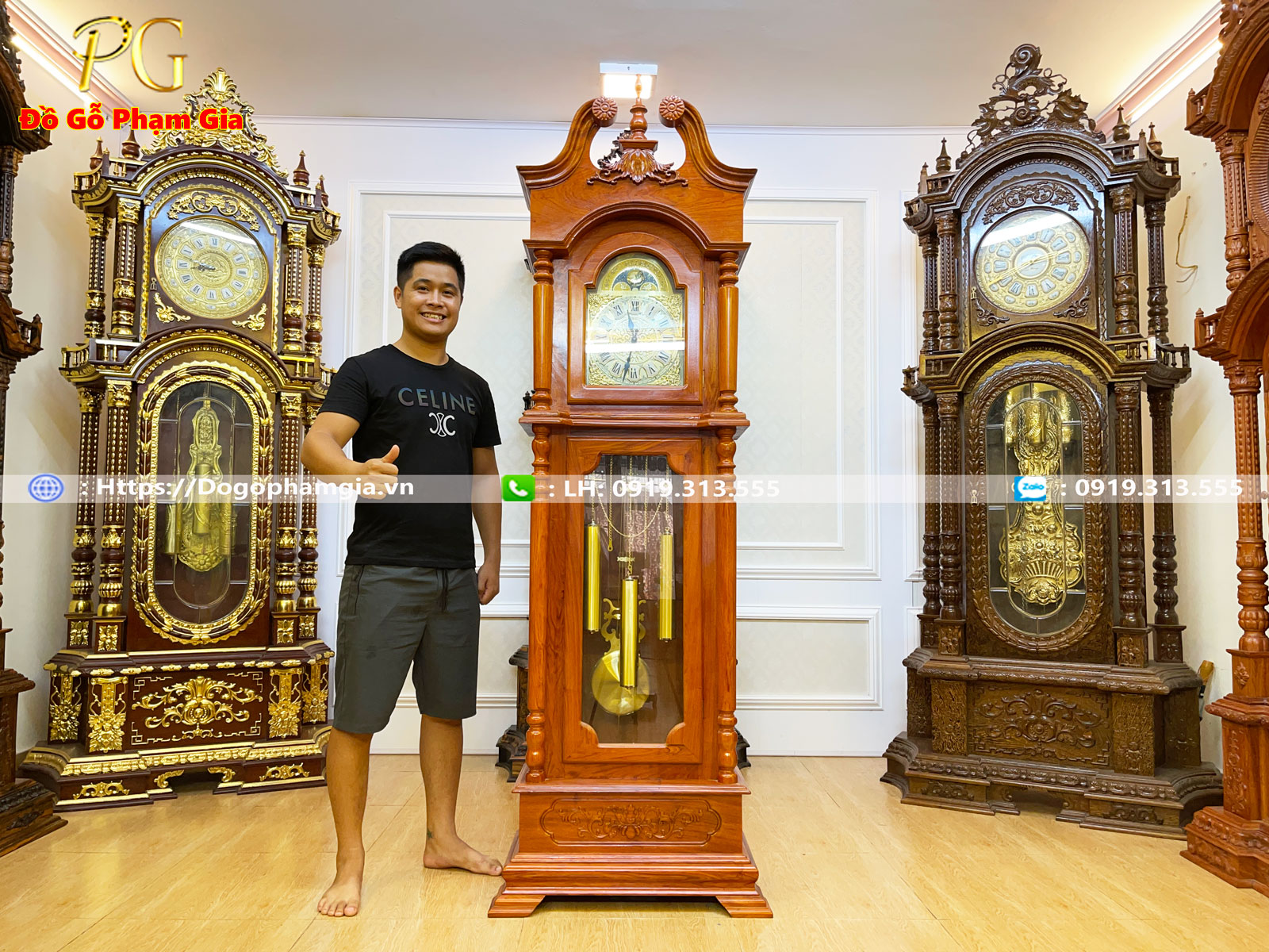 Thông tin kích thước đồng hồ cây sừng trâu gỗ hương