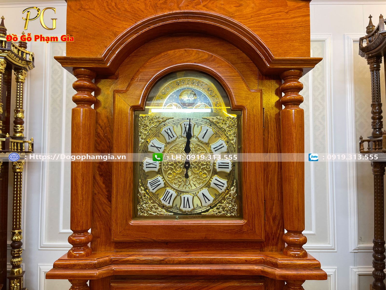 Thông tin kích thước đồng hồ cây sừng trâu gỗ hương