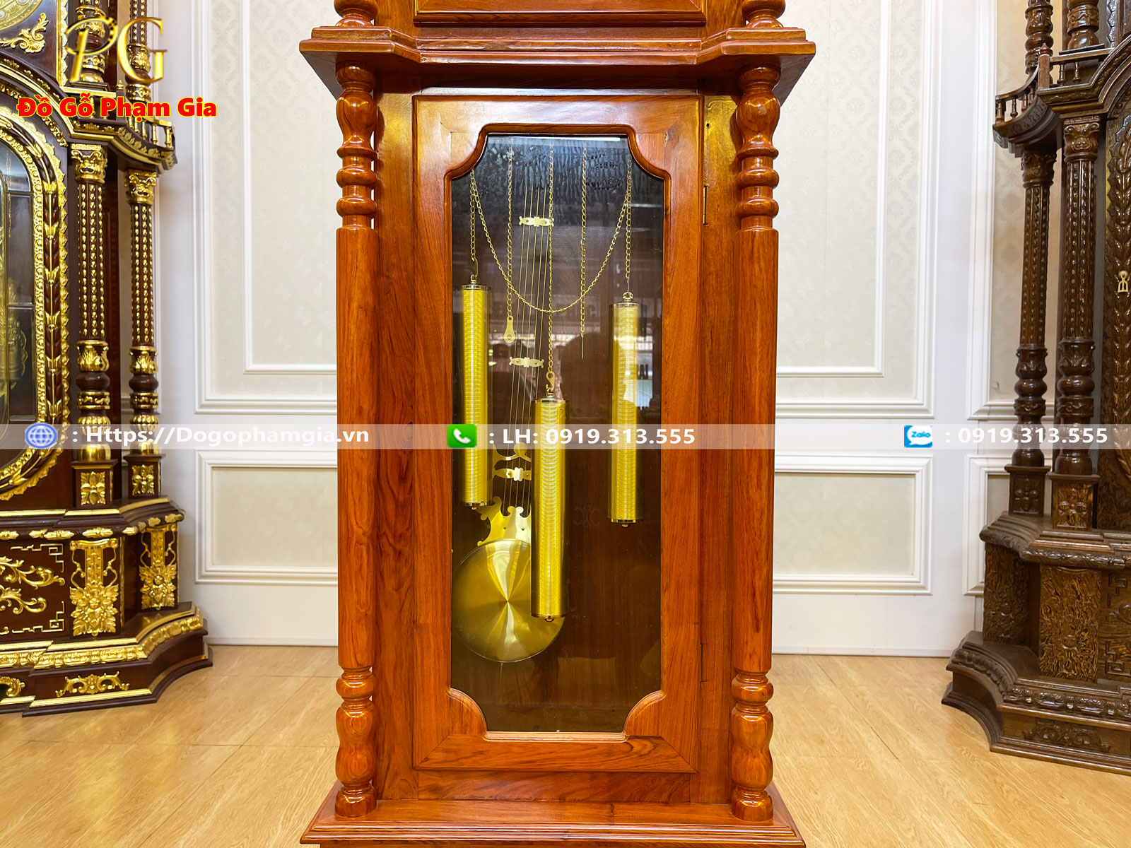 Thông tin kích thước đồng hồ cây sừng trâu gỗ hương