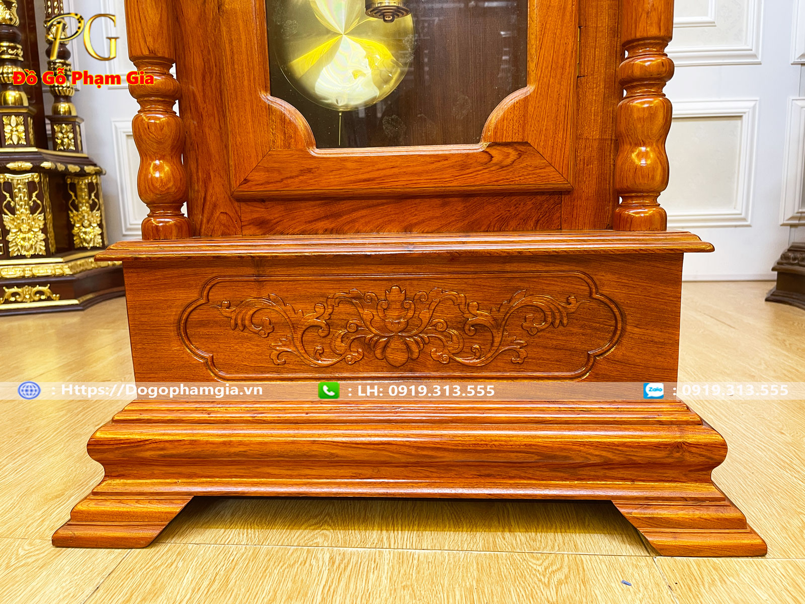 Thông tin kích thước đồng hồ cây sừng trâu gỗ hương