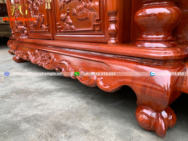 Ý nghĩa hình ảnh tứ quý trên kệ tivi gỗ hương