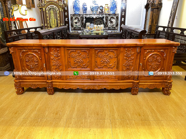 Thông tin kích thước kệ tivi gỗ hương chạm hoa hồng