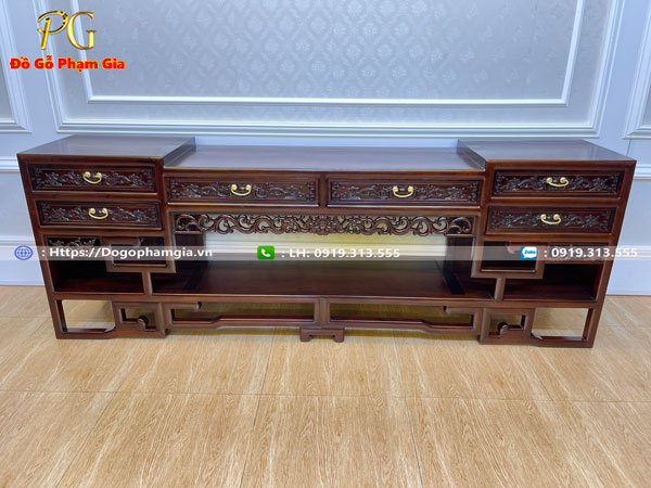 Mua kệ tivi móc mỏ gỗ gụ tại Đồ Gỗ Phạm Gia