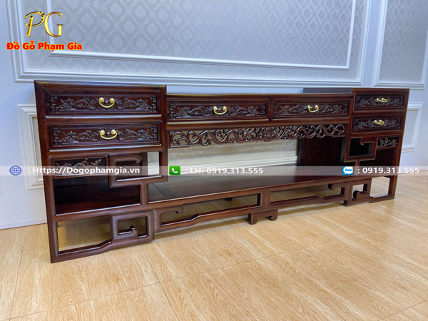 Mua kệ tivi móc mỏ gỗ gụ tại Đồ Gỗ Phạm Gia