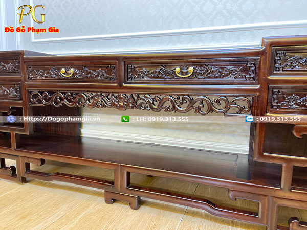 Mua kệ tivi móc mỏ gỗ gụ tại Đồ Gỗ Phạm Gia