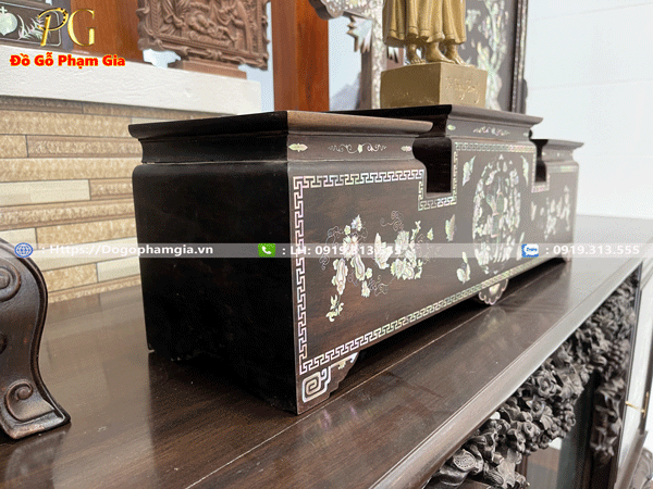 Tam sơn gỗ trắc cẩn ốc đẹp