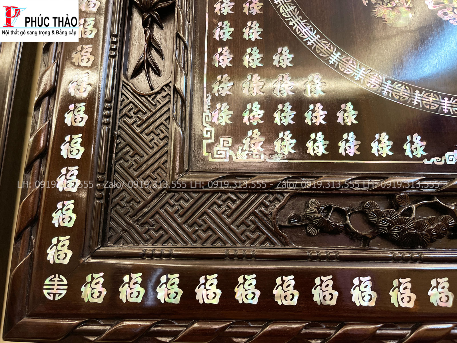 Hình ảnh chi tiết tranh bách phúc chữ hóa cẩn ốc