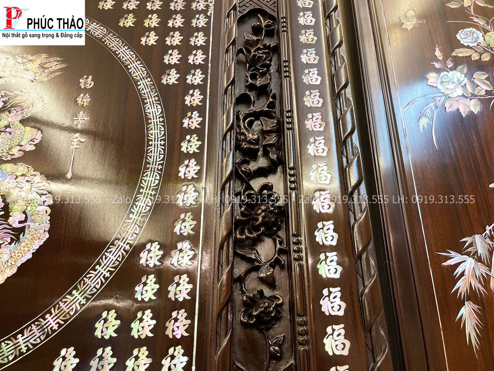 Hình ảnh chi tiết tranh bách phúc chữ hóa cẩn ốc