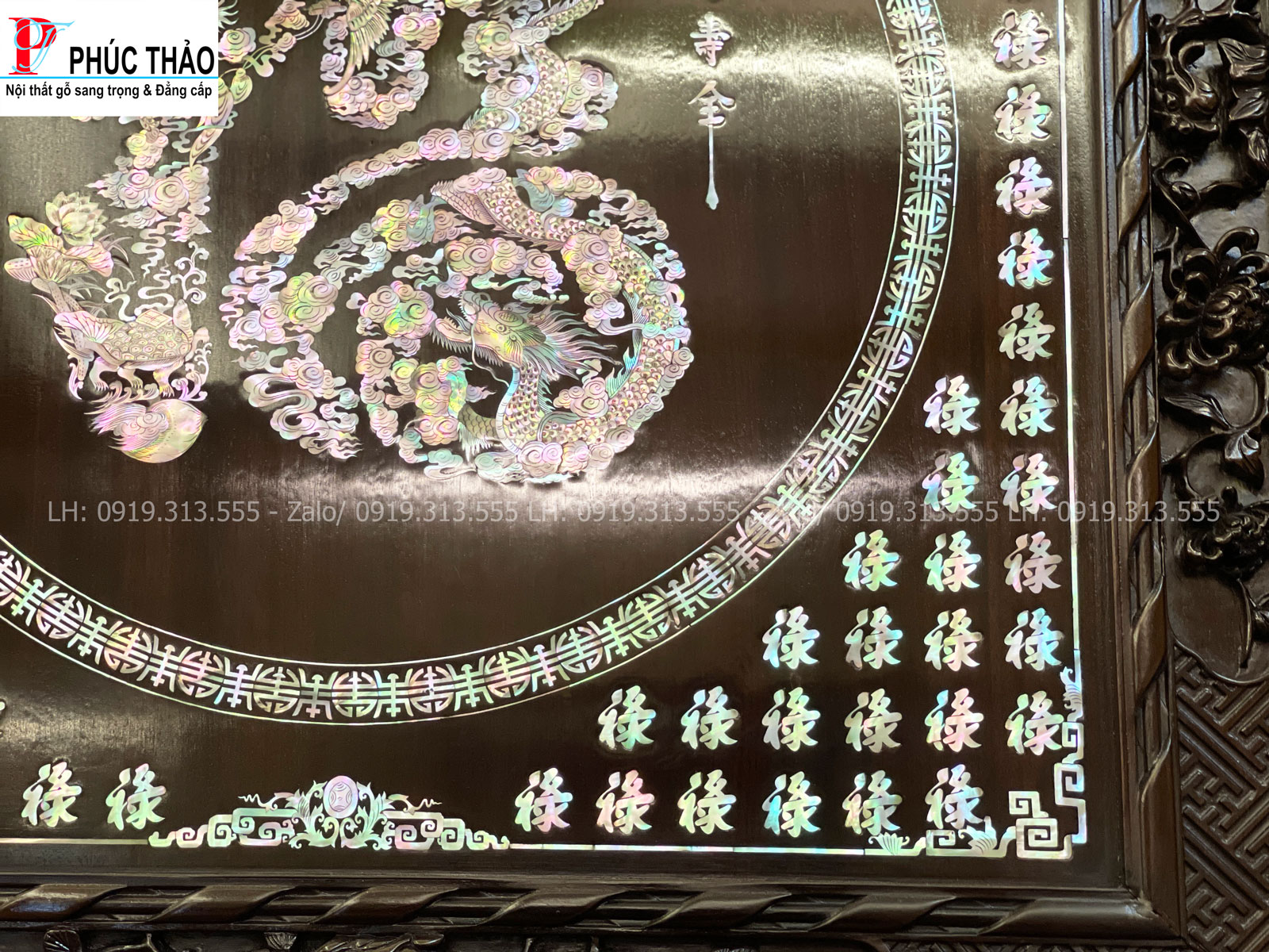 Thông tin kích thước tranh bách phúc cẩn ốc gỗ gụ