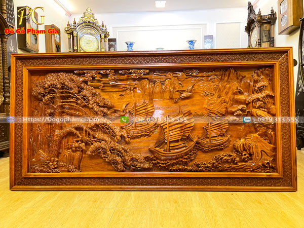 Thông tin kích thước tranh thuận buồm xuôi gió gỗ hương