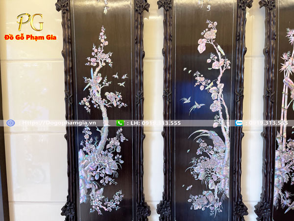 Thông tin kích thước tranh tứ quý gỗ gụ cẩn ốc