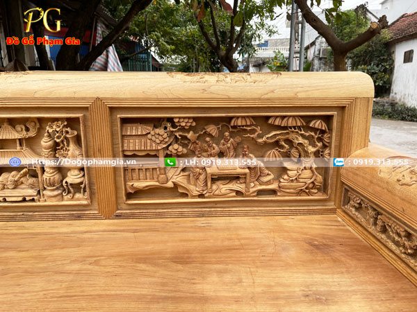 Thông tin kích thước bộ trường kỷ chạm tích gỗ gụ