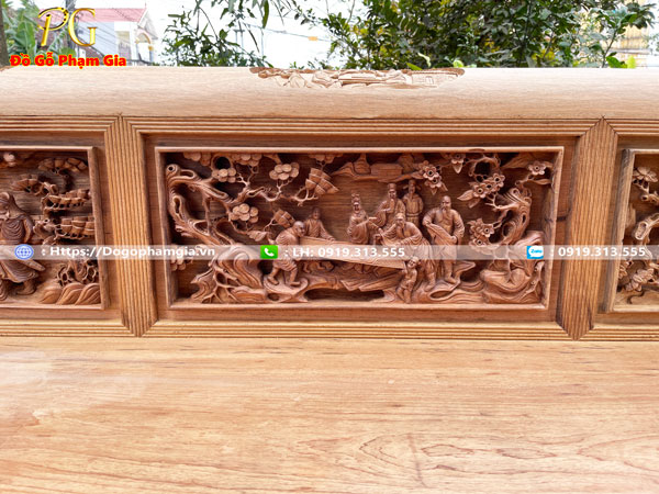 Thông tin kích thước bộ trường kỷ chạm tích gỗ gụ