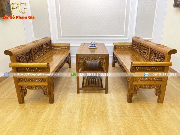 Thông tin kích thước trường kỷ chạm tích gỗ gụ