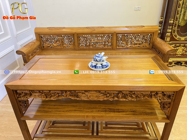 Thông tin kích thước trường kỷ chạm tích gỗ gụ