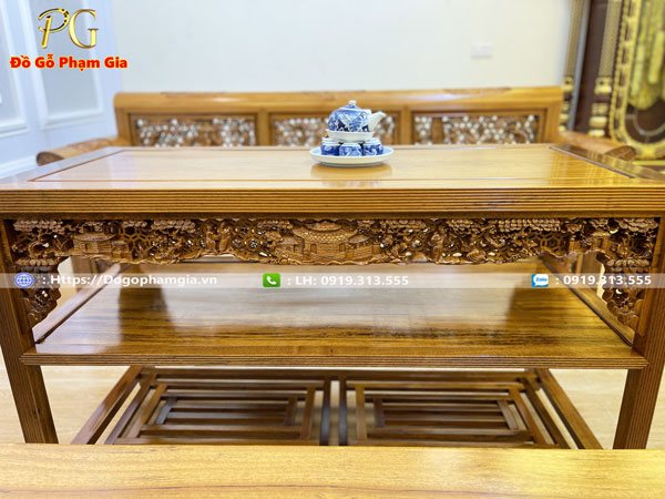 Thông tin kích thước trường kỷ chạm tích gỗ gụ