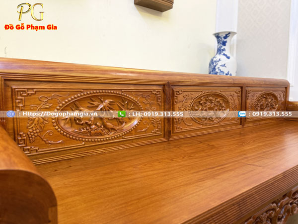 Những chi tiết nổi bật trên bộ trường kỷ gỗ hương