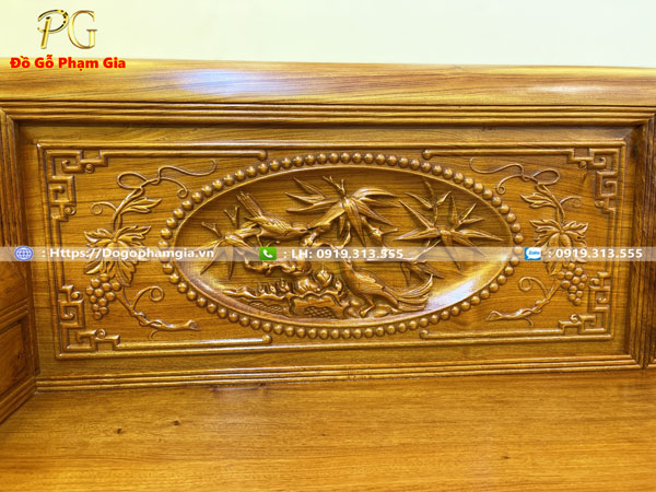 Những chi tiết nổi bật trên bộ trường kỷ gỗ hương