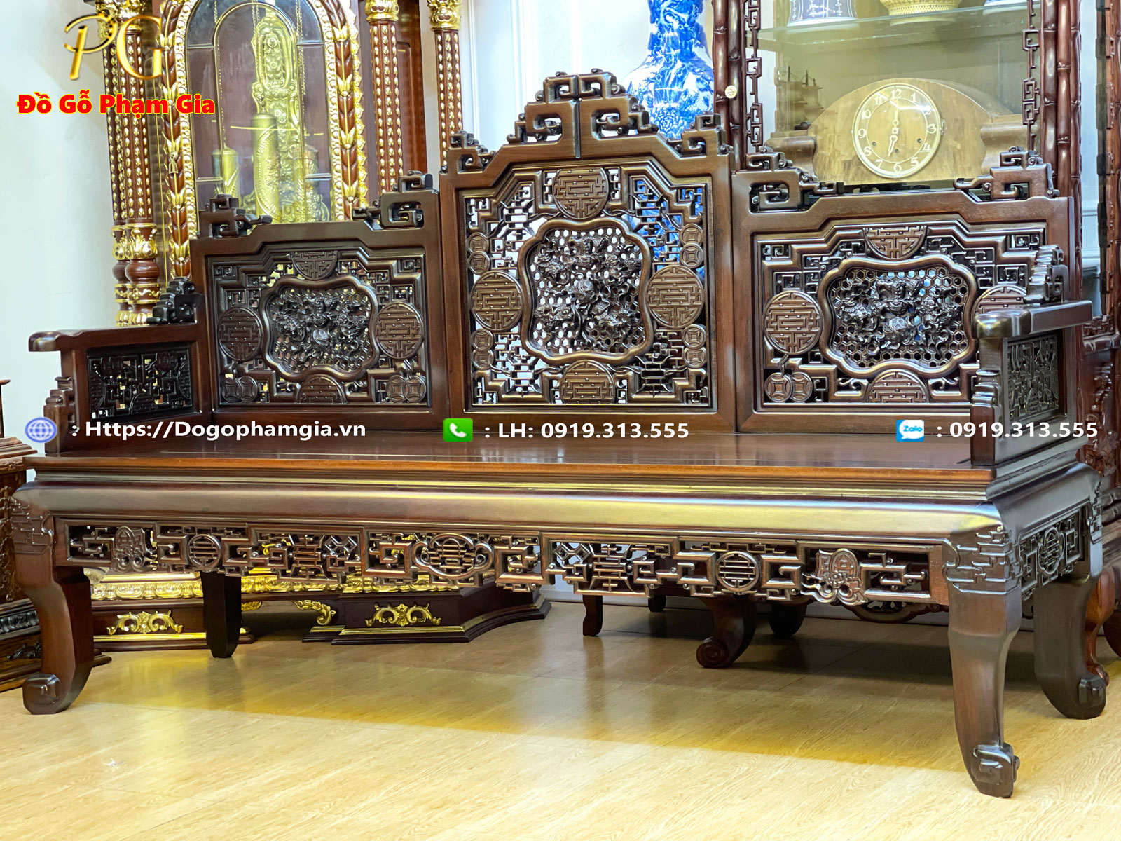 Mua trường kỷ ngũ lân vờn cầu tại Đồ Gỗ Phạm Gia