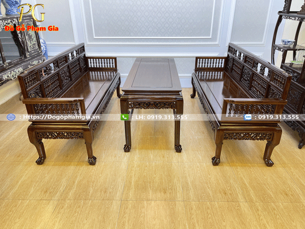 Thông tin kích thước trường kỷ song tiện gỗ gụ