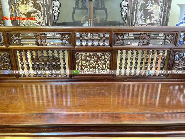 Thông tin kích thước trường kỷ song tiện gỗ gụ