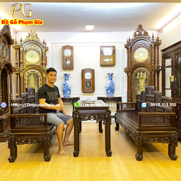 Trường Kỷ Song Tiện Ngũ Sơn Gỗ Gụ