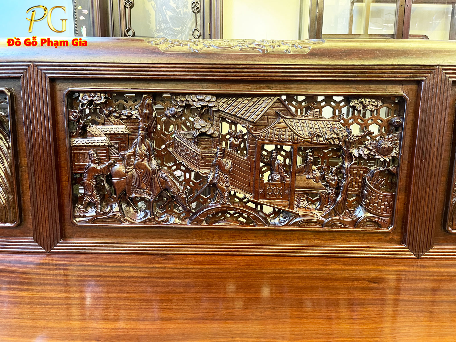 Thông tin chi tiết bộ trường kỷ chạm tích tam quốc