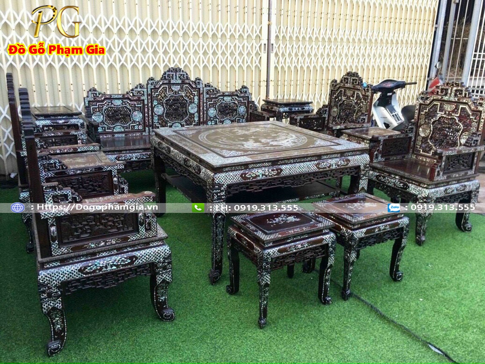 Thông tin kích thước bộ trường ngũ lân cẩn ốc gỗ gụ