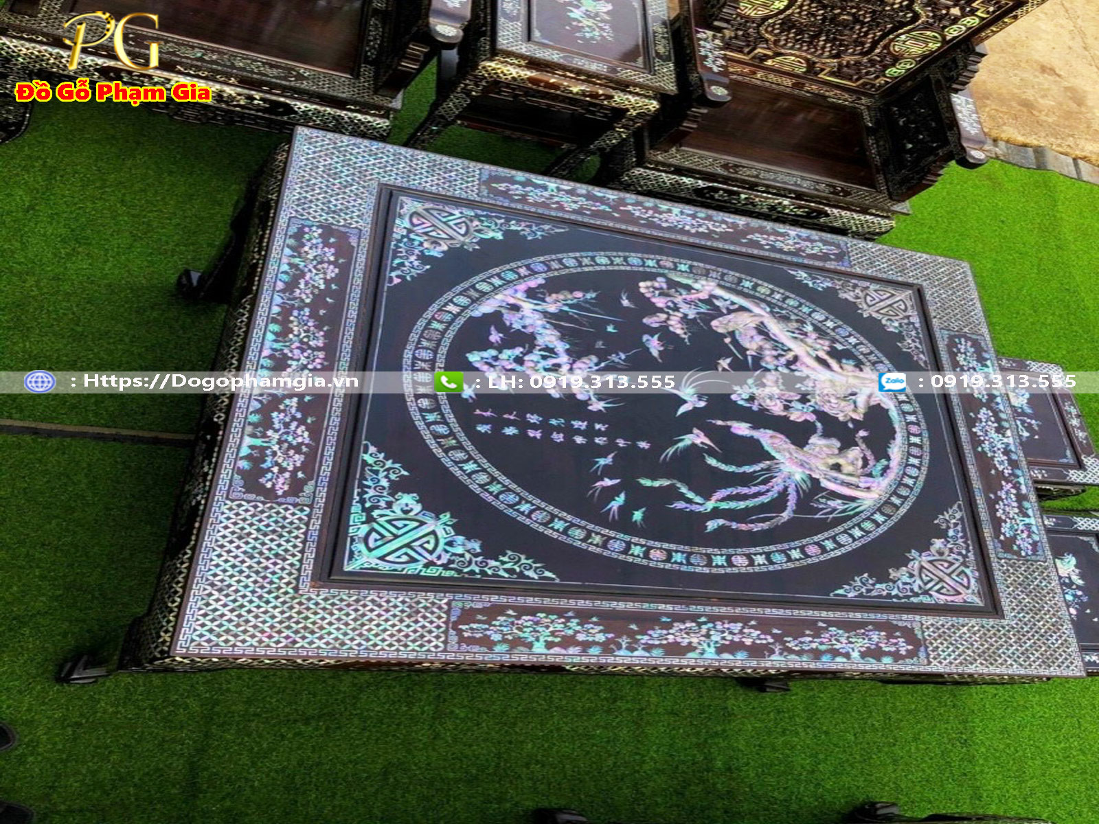 Thông tin kích thước bộ trường ngũ lân cẩn ốc gỗ gụ