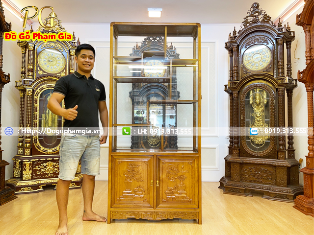 Tủ Bày Đồ Chạm Đông Bích Gỗ Gụ