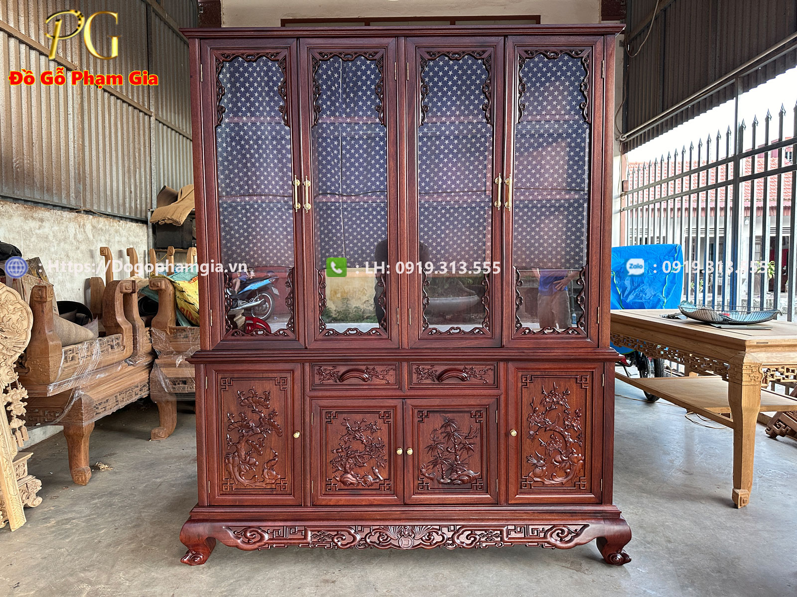 Thông tin kích thước tủ bày đồ chạm tứ quý Thông tin kích thước tủ bày đồ chạm tứ quý