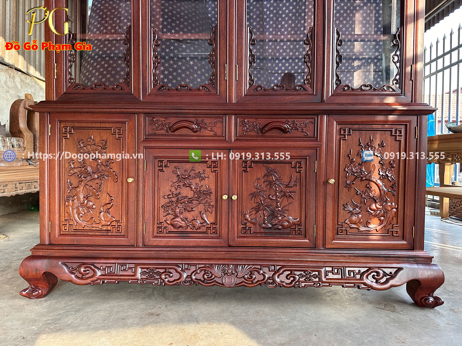 Thông tin kích thước tủ bày đồ chạm tứ quý Thông tin kích thước tủ bày đồ chạm tứ quý